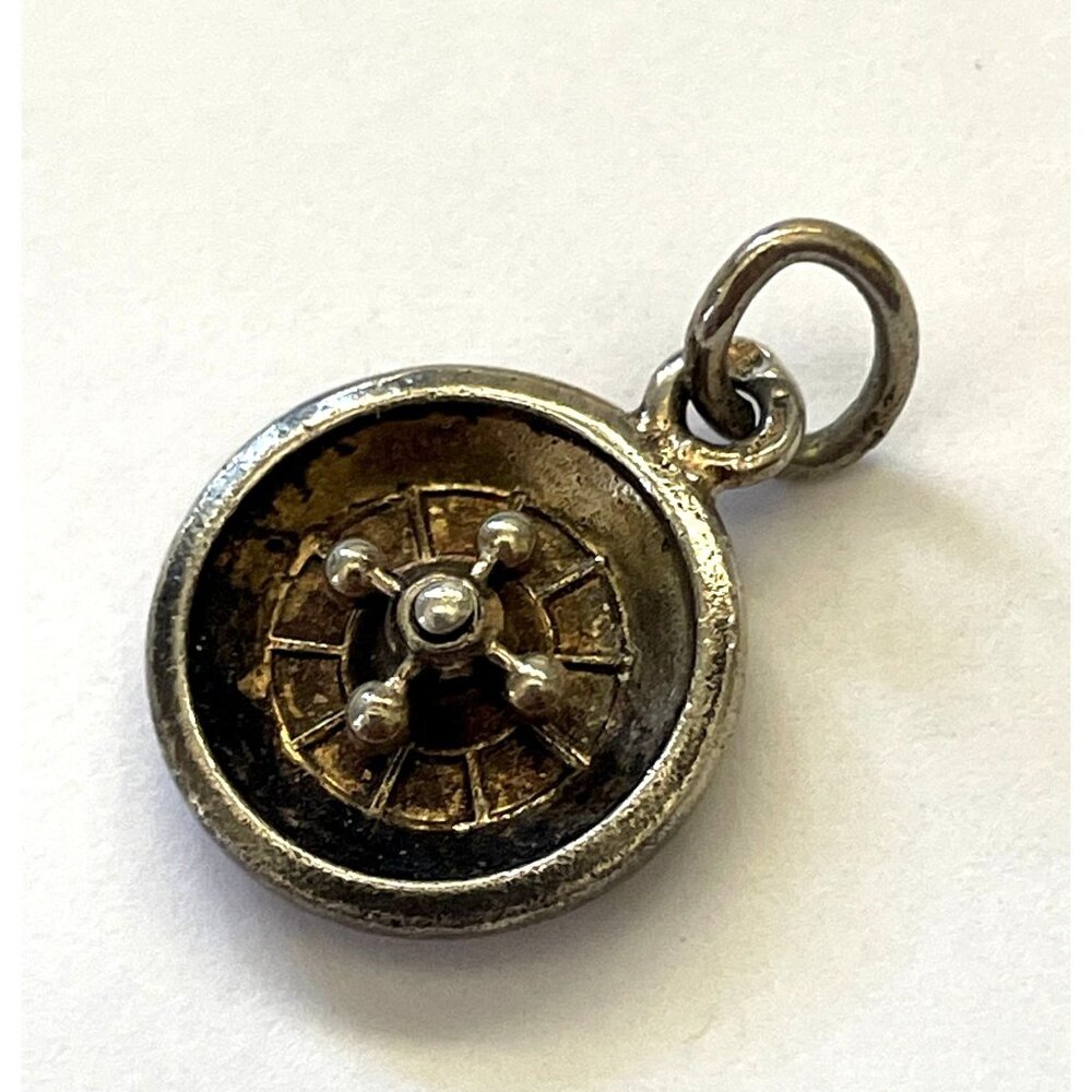 Signed Vintage Moveable French Roulette Wheel Charm With Crab Hallmark